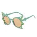 Bat-wing butterfly star sunglasses in mint green with rhinestone encrusted frames - Regular / Standard (Incl. 13% VAT) Green Frame & Light Tea Lenses
