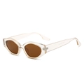 Retro cat-eye sunglasses with khaki acetate frame and dark brown polarized lenses - Regular / Champagne Frame / Tea Lens