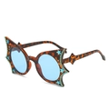Leopard frame sunglasses with light blue lenses and sparkling star crystal details - Regular / Regular (Inc. 13% VAT) Leopard Frame Blue Lenses