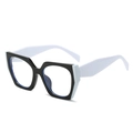 Occhiali anti luce blu cat-eye con montatura geometrica bicolore nero e bianco - Montatura Nera Aste Bianche