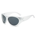 Occhiali da sole Y2K con montatura argento e lenti ovali grigio scuro per outdoor - Montatura Argento Lente Grigia
