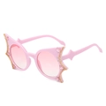 Pink bat butterfly sunglasses with star crystals and gradient lenses for women - Regular / Standard Pink Frame with Double Pink Lenses