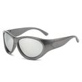 Occhiali da sole sportivi Y2K grigio scuro con lenti argentate a specchio - Montatura Gunmetal Lenti a Specchio Argento