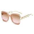 Lunettes de soleil oversize rose dégradé avec branches chaîne dorée et monture mode - Standard / Standard (TVA 13 % incluse) Monture rose verres rose thé