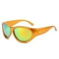 Golden Y2K sporty sunglasses with green gradient mirrored lenses for outdoor cycling - Regular / Standard (Incl. 13% VAT) Orange Frame Gold Film