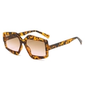 Occhiali da sole esagonali alla moda in tartaruga con lenti sfumate marroni - Montatura Leopardata Lenti Marrone Rosa