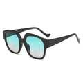 Fashion oversized black frame sunglasses with blue-green gradient lenses for women - Black Frame Green Pink Lens