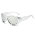 Y2K futuristic silver sports sunglasses with matte finish and aerodynamic wrap design - Regular / Standard (Incl. 13% Tax) Silver Frame Silver Mirror Lenses