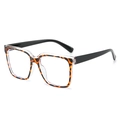 Square blue light blocking glasses with tortoise shell and transparent split frame - Leopard Frame
