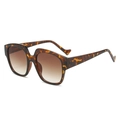 Oversized tortoiseshell sunglasses with brown gradient lenses and retro frame - Leopard Frame Gradient Brown Lens