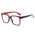 Square red and black two-tone TR blue light blocking glasses with stylish large frames - Black Outside Red Inside