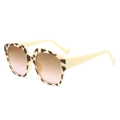 Chic beige square sunglasses with brown leopard pattern frames and gradient brown lenses - Yellow Tortoise Frame Brown Pink Lens