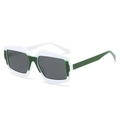 Fashion geometric oversized sunglasses with white frame and green bridge accents - White Green Frame Grey Lens