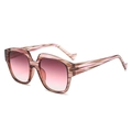 Modische Oversize-Sonnenbrille mit gestreiftem buntem Rahmen und lila Verlaufsgläsern - Lila Gestreifter Rahmen Lila-Rosa Gläser