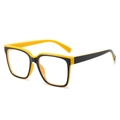 Fashionable TR blue light blocking square glasses in contrasting black and yellow finish - Black/Yellow Frame Gradient Grey