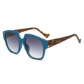 Modische Sonnenbrille mit mattblauem Rahmen und Bügeln in Schildpatt-Optik Design - Blauer Rahmen Verlauf Grau Gläser