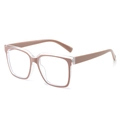 Chic TR blue light blocking square glasses in clear and nude pink two-tone frame - Rice Pink