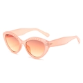 Pink cat-eye sunglasses with beaded frame and orange gradient lenses in 45-degree view - Regular / Pink Frame Grey Pink Lens