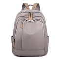 Zaino in nylon impermeabile grigio-marrone con tre tasche con cerniera e tasche laterali - Cachi