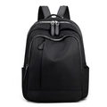 Zaino classico in tessuto Oxford nero con cerniere argentate e design multitasche pratico - Nero