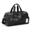 Bolso de viaje grande en cuero sintético negro con compartimento para zapatos y correa - Pequeño / Negro