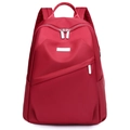 Zaino bordeaux in tessuto Oxford con cerniere argentate e grande capacità per viaggi - Rosso