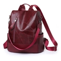 Zaino bordeaux in ecopelle con design geometrico patchwork e tasche laterali - Borgogna