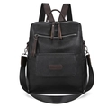 Sac à dos minimaliste en cuir PU noir à grande capacité avec bretelles polyvalentes - Noir