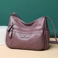 Bolso bandolera de cuero PU morado con bolsillos de cremallera y gran capacidad total - Morado