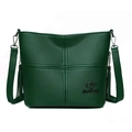 Borsa a secchiello in morbida pelle PU verde scuro con trama a grana e nappe alla moda - Borsa Singola Verde