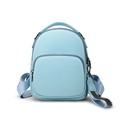 Minimalist sky blue PU leather backpack with a spacious design and textured finish - Blue