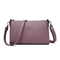 Chic mauve crossbody square bag with lychee texture and adjustable shoulder strap - Taro Purple