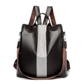 Dark brown faux leather backpack for women with silver rhinestone trim and top handle - Brown
