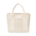 Bolso tote de lona color crema con múltiples compartimentos y asas dobles - Blanco Roto