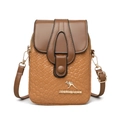 Borsa a tracolla marrone in pelle PU intrecciata con logo a canguro dorato e cinturino - 332 Patchwork Intrecciato Marrone Chiaro