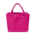Rose red canvas tote bag with multiple compartments and reinforced dual handles - Rose Red