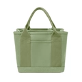 Grass green canvas tote bag featuring three internal compartments and reinforced handles - Bean Green