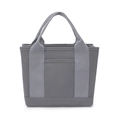 Chic gray canvas tote bag featuring dual handles and a front storage pocket design - Gray