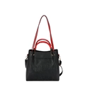 Elegante borsa in pelle goffrata nera con contrasto rosso e tracolla rimovibile - Rosso Ispessito