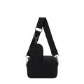 Borsa a tracolla trapuntata nera con tracolla larga e piccolo borsellino rimovibile - Nero