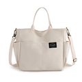 Große Canvas-Handtasche in Cremeweiß mit verstellbarem Textil-Schultergurt - Weiß
