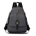 Zaino da donna nero con stampa geometrica bianca e dettagli in metallo dorato - Nero Quadrifoglio