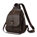 Zaino in pelle PU marrone con stampa floreale vintage e dettagli in metallo dorato - Marrone Quadrifoglio
