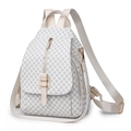 Zaino chic in PU bianco crema con motivo geometrico e dettagli dorati lucidi - Quadrifoglio Bianco
