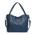 Bolso tote acolchado azul oscuro en piel sintética con asas trenzadas y correa ancha - Azul