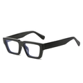 Classic black thick square frame glasses with anti-blue light lenses in 45-degree angle view - Glossy Black Frame