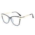 Cat-Eye Blaulichtfilter Brille mit Schildpatt-Rahmen und goldenen Metallbügeln - Schwarzer Leopard / Anti-Blaulicht klare Linse