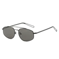 Lunettes de soleil aviateur hexagonales en métal avec double pont et verres UV400 noirs - Standard / Monture Noire Verres Gris