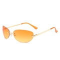 Lunettes de soleil œil-de-chat sans monture avec verres oranges et branches dorées - Monture Dorée Verres Oranges