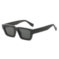 Modern rectangular black sunglasses with wide frame and dark lenses for street style - Black Frame Grey Lens